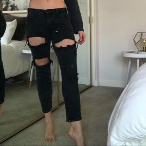 One by OneTeaspoon distressed black moto jeans